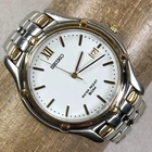 Vintage Seiko Men 7N32-0049 Fashion Two Toner Quartz Analog 34mm Watch 6 3/4"