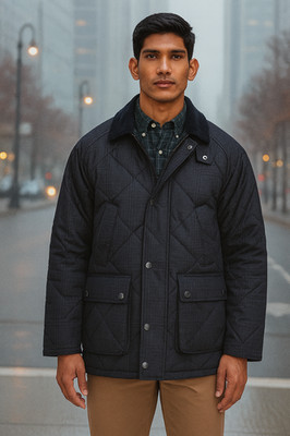 Barbour Premium BEDALE Houndstooth Quilted Jacket DK Navy MSRP$435