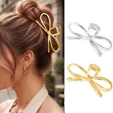 Bow Claw Clips Gold Medium Metal Hair Clips Fancy Hair Accessories for Women