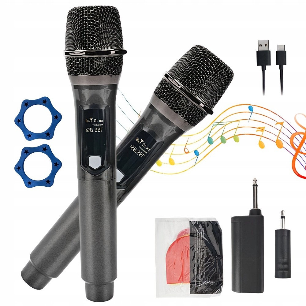 2X Mikrofon kabellos drahtloses Funkmikrofon Microphone Handmikrofon Bluetooth