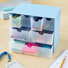Pen+Gear Sky Blue 7-Drawer Organizer | 6.38"x9", Holds Stationery/Pens
