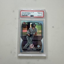 Spencer Jones 2023 Bowman Sky Blue 1st Edition 1st Bowman RC PSA 10 NYY bmwt