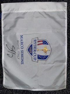 GENUINE SHANE LOWRY SIGNED RYDER CUP FLAG WINNER 2025 PHOTO PROOF