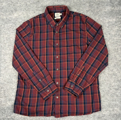 Flint and Tinder Shirt Mens 2XL Slim Fit Red Plaid Long Sleeve Button Down Soft