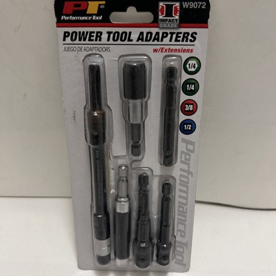 Performance Tool 6-Pc Power Tool Adapter Set, Impact Grade, W9072, 1/4-3/8-1/2 