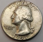 1941 P Washington Quarter, 90% Silver US 25 Cent Coin Perfect 4 Albums, Q-P41G