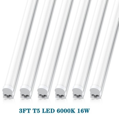 3FT T5 LED Shop Light 6PACK 16W 3 Foot LED Linkable Fixture 6500K Cool Workshop