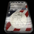 1996 $1 American Silver Eagle 1oz .999 Silver NGC MS69 Flag Label Core KEY DATE