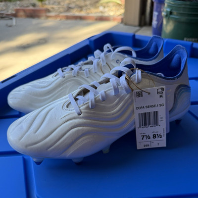 adidas Copa Sense.1 SG Men s Soccer Cleats White/Blue Lace Up Low Top