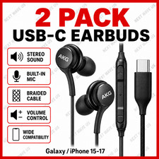 2 Pack Samsung AKG USB-C Earbuds Stereo Earphones Braided Cable OEM Original