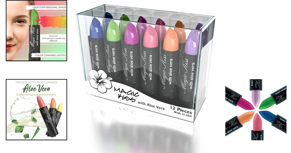 Vibrant Aloe Vera Lipstick Set - 12 Color Changing Matte Sticks for All Skin - Image 2 of 4