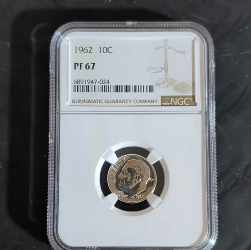 1962 Silver Roosevelt Dime NGC PF 67 Uncirculated Proof Certified 10C