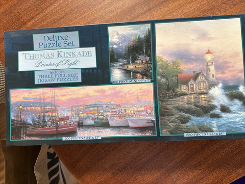 Thomas Kinkade Painter of Light Ceaco Deluxe Jigsaw Puzzle Set 3 in 1 ...