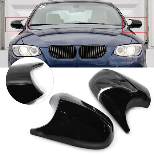 1 Pair Gloss Black Car Side Rear Mirror Cover Cap For BMW E90 3 Series 2009-2011