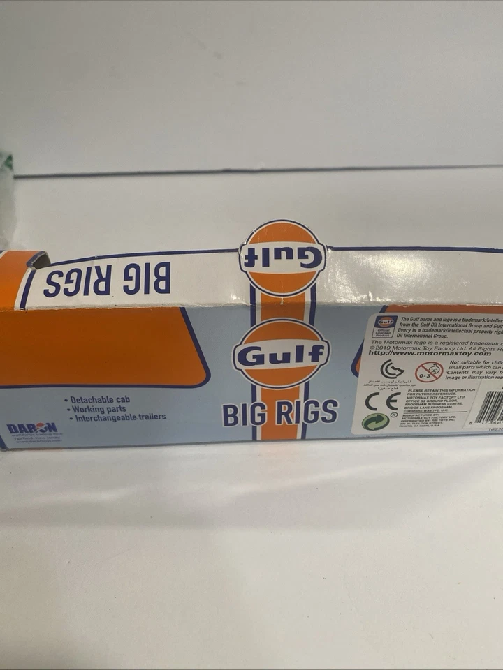 GULF TANKER 7" TRACTOR TANKER TRUCK MOTORMAX DARON TOYS DIECAST APPROX HO SCALE - Image 3 of 4