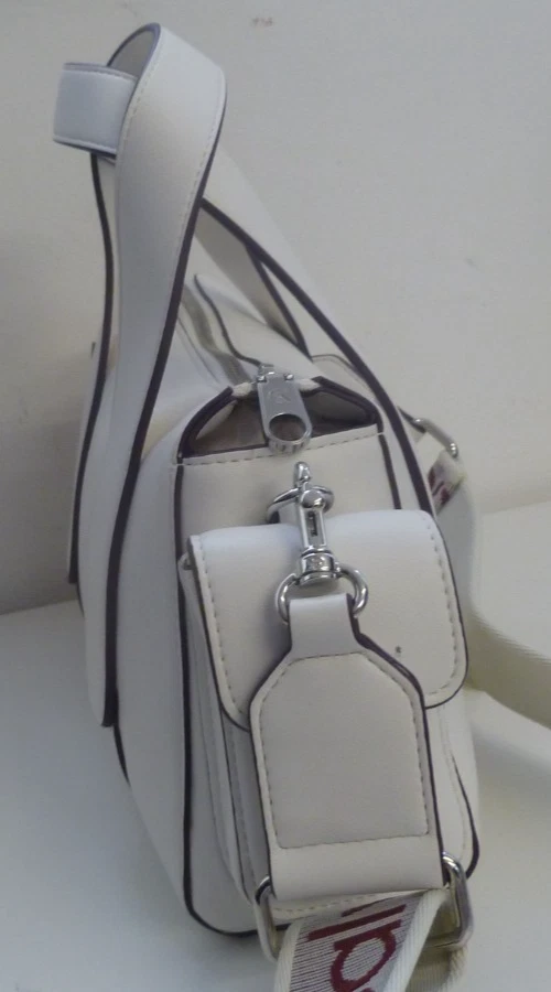 Calvin Klein Webbing Strap Pocket Bag/Hand Bag White Alyssum / Contrast Webbing - Image 4 of 4