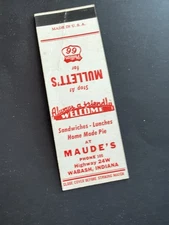 Vintage Indiana Matchbook “Maude’s - Mullett’s Phillips 66” Wabash