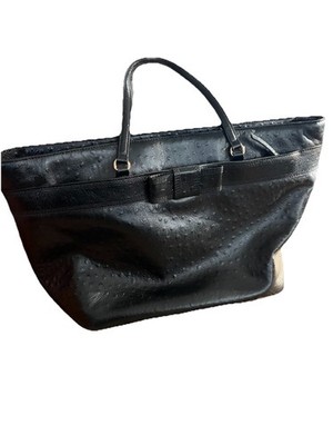 Kate Spade Harmony Valencia Road Ostrich Texture Leather Tote Bag Bow Black