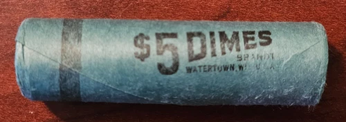 1963-D Silver Roosevelt Dimes, 50-Piece BU Bank Wrapped Roll - Proof?