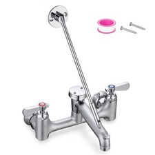 Commercial Mop Sink Faucet 8" Center Wall Mount, Heavy-Duty Service Sink Fauc...