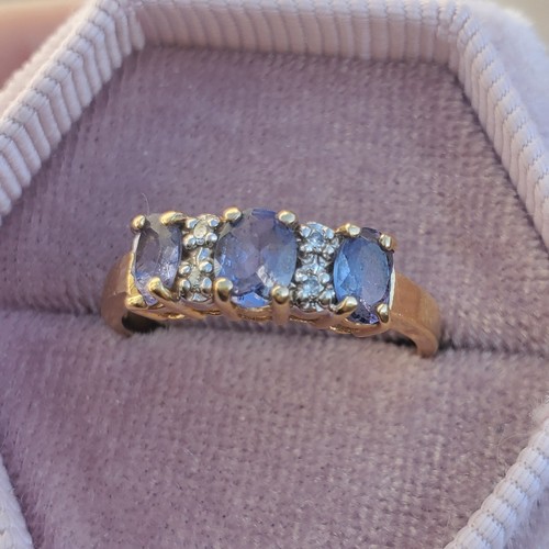 14K VINTAGE SOLID YELLOW GOLD LAVENDER AMETHYST & DIAMOND WOMEN'S RING SZ- 6.25 - Picture 21 of 23