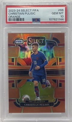 2023-24 Panini Select Fifa Prizm #66 Christian Pulisic Orange #30/49 PSA 10 GEM