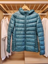 UNIQLO COAT JACKET LARGE SEA GREEN DOWN PADDED PUFFER LIGHTWEIGHT HOODED CASUAL