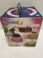 Vintage Donvier Chillfast Ice Cream Maker 1-Pint Hand Crank Blue Rim. Japan