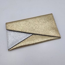 Pochette borsa da sera oro argento chiusura magnetica 9x5" deco flapper anni 20 Estee Lauder