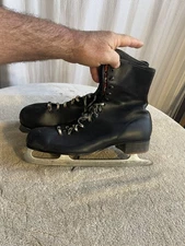 Unbranded Tartan Lined Black Mens Figure Skates Size 12 Leather Nice Free Ship
