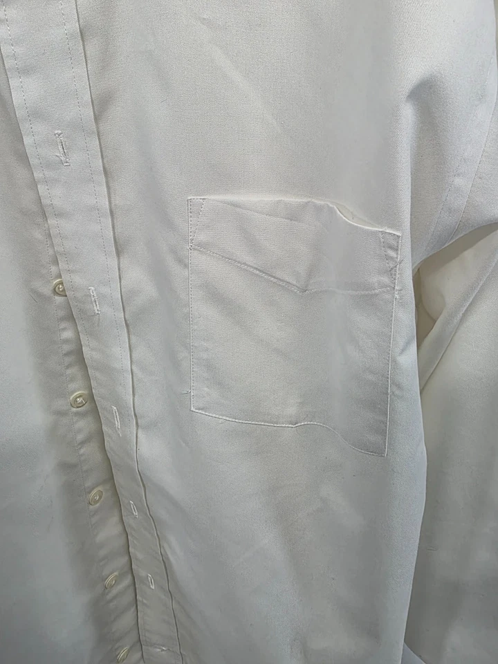 Stafford Essentials Men's Cream Button Down Dress Shirt 17 34-35 Long Sleeve - Image 4 of 4