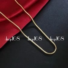 18K Gold Filled Tarnish-Free Italian 2mm Wide Snake Chain Necklace 16" - 38 inch