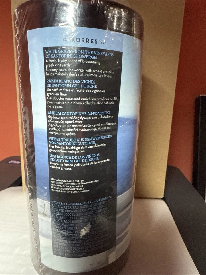 GEL DE DUCHA KORRES UVA BLANCA DE SANTORINI, 33,81 FL OZ SELLADO con bomba Foto 3 de 4
