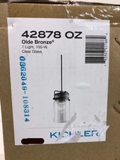 Kichler 42878OZ Brinley 1-Light Olde Bronze Mini Pendant Light with Clear Glass