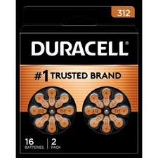 Duracell Size 312 Hearing Aid Batteries Zinc-Air 1.45V 16 Pack 2 Pack