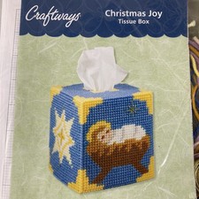 Craftways Christmas Joy Jesus Tissue Box Cover Kit Plastic Canvas Needlepoint