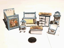 HALF SCALE Artisan Dollhouse 7 Piece Vintage Nursery Set Wooden 1/24 Comb Ship 