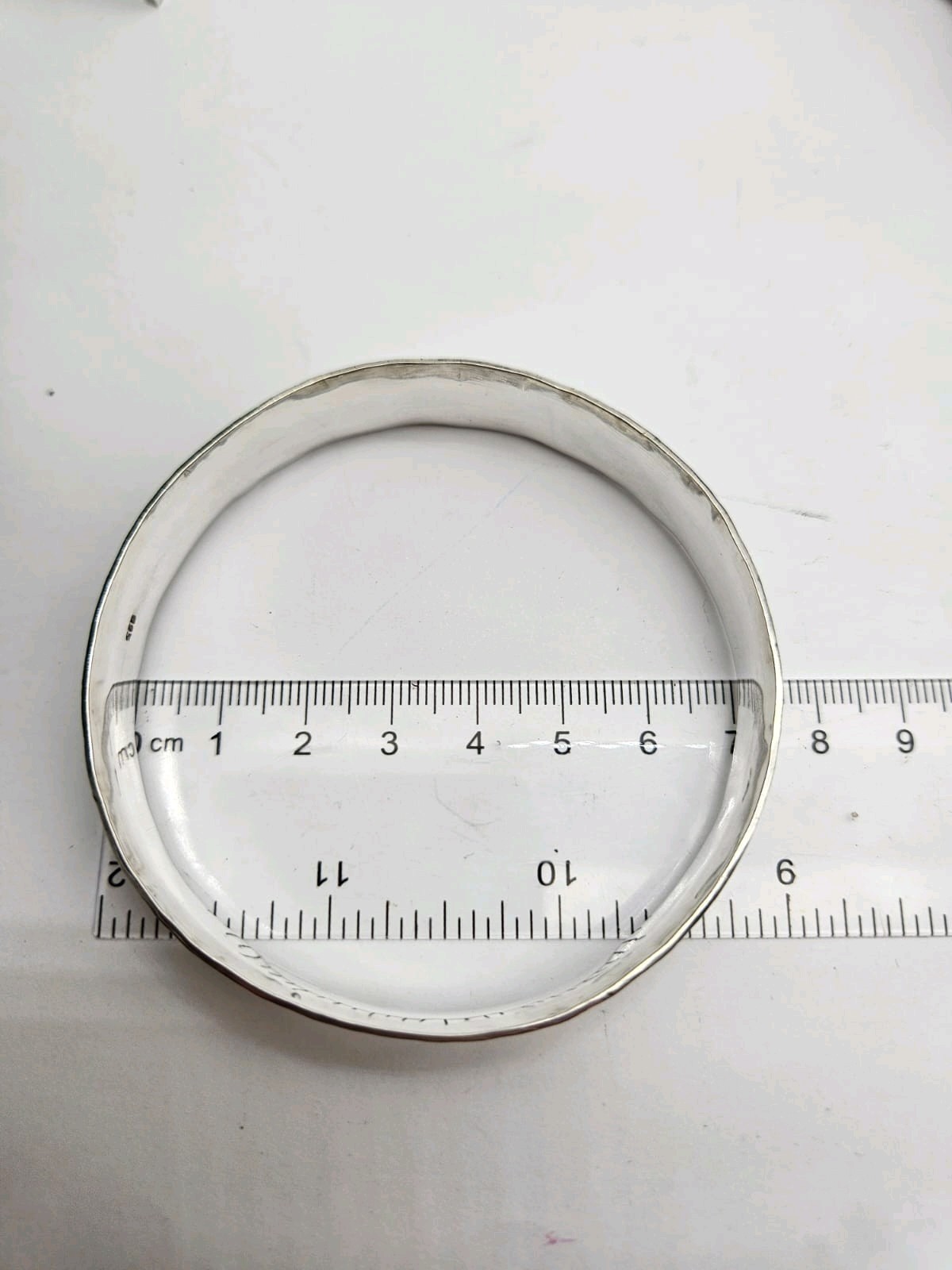 Solid Silver Slip On Bangle, Floral Pattern, Styl… - image 13