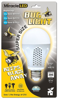 MiracleLED 605014 7 Watt Super Bug Light, Bug Free Porch and Patio Light, Yellow
