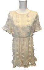 &merci Swiss Dot Chenille Textured Flounce Dress Large Applique