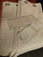 Dunelm Beige Eyelet Curtains & Tie Backs - W: 64" x D: 54"