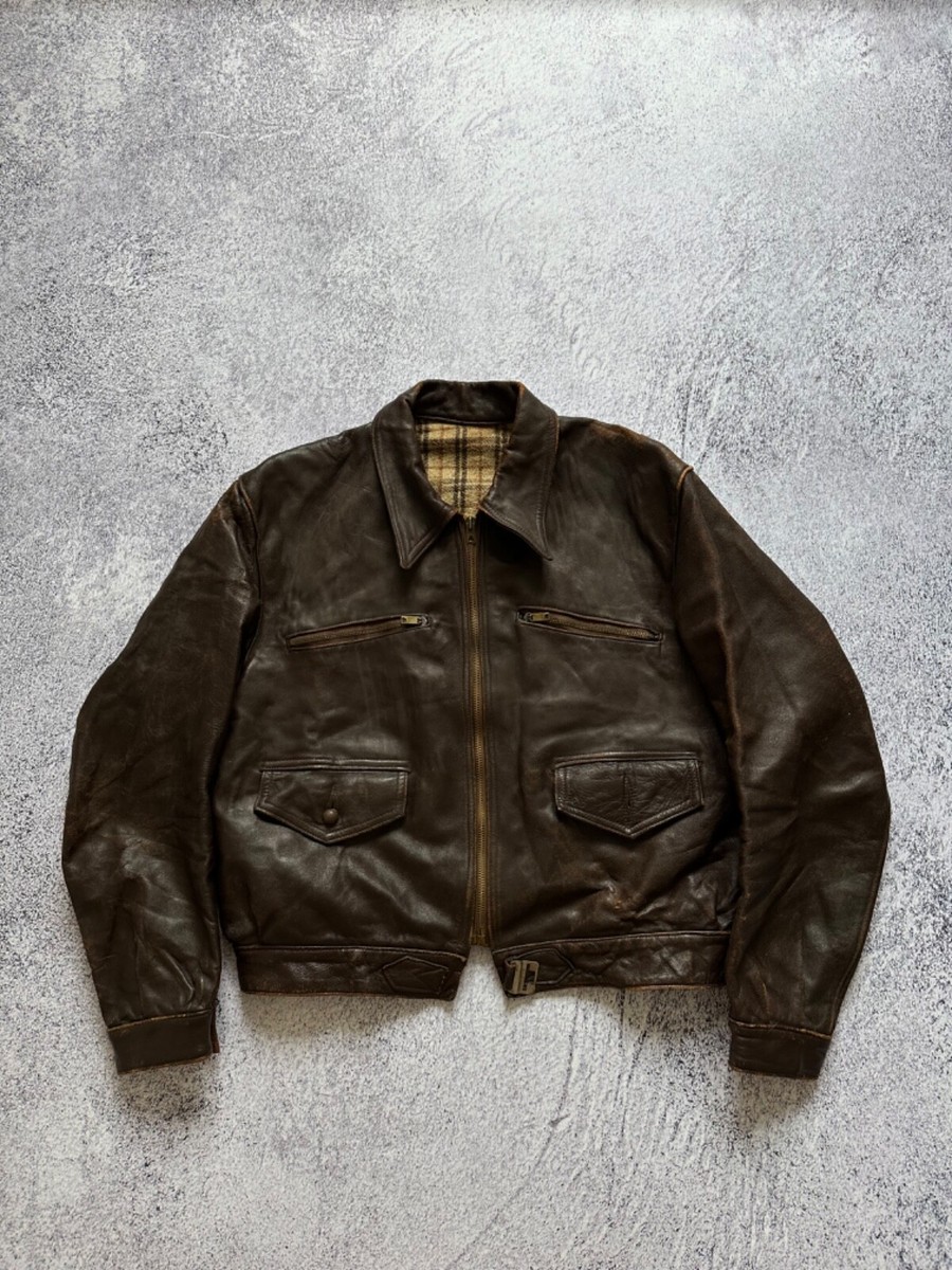 Antique 1940s French Cyclist Hartmann Leather Jacket WW2 Era Antique 1940s French Cyclist Hartmann Leather Jacket WW2 Era