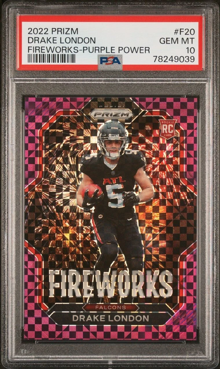 Drake London Panini Prizm Fireworks #F20 Purple Power