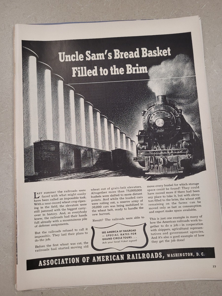 VTG 1941 Orig Magazine Ad AMERICAN RAILROAD Train Uncle Sam&rsquo;s 