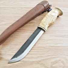 Wood Jewel Bearleuk Fixed Knife 5.75" Carbon Steel Blade Curly Birch Handle 23KL