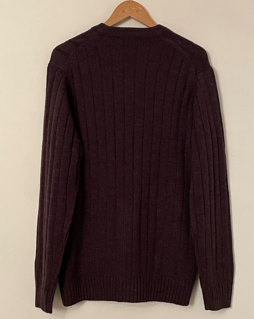 VINTAGE Mens JAMES PRINGLE Brown Acrylic Cable Knit Cardigan UK L CG