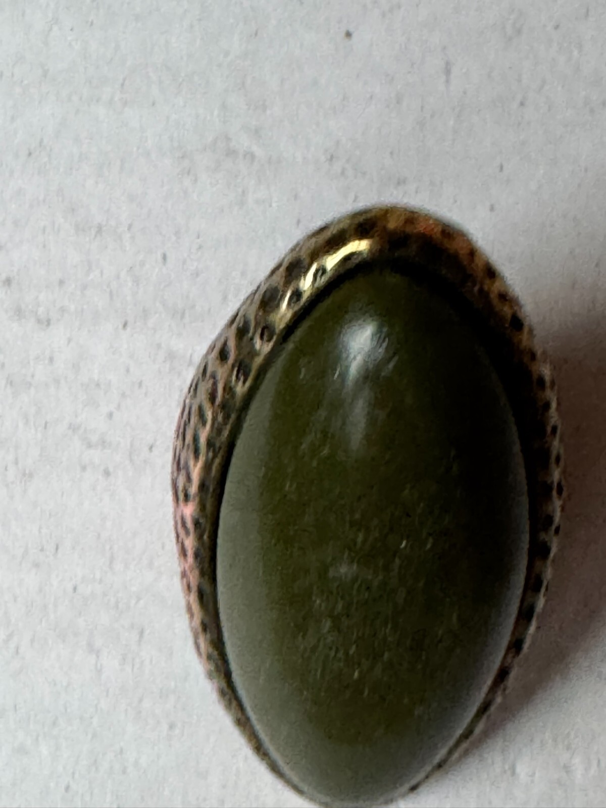 Copper Ring Jade Gemstone Solid 1930s Vintage Art… - image 9