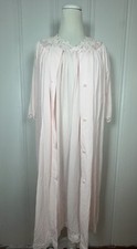Vintage Shadow Line Set Size Medium Robe Nightgown Pink Nylon Lace FAST SHIP 