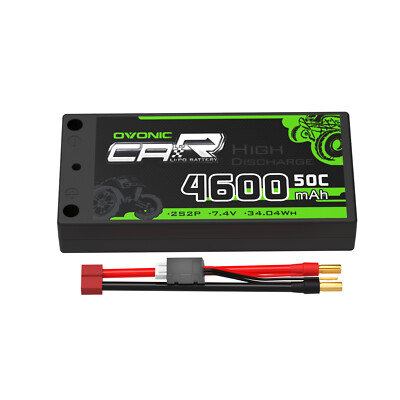 Ovonic 4600mAh 2S short LiPo battery 7.4V 4mm Bullet T for 1/10 RC Car Buggy