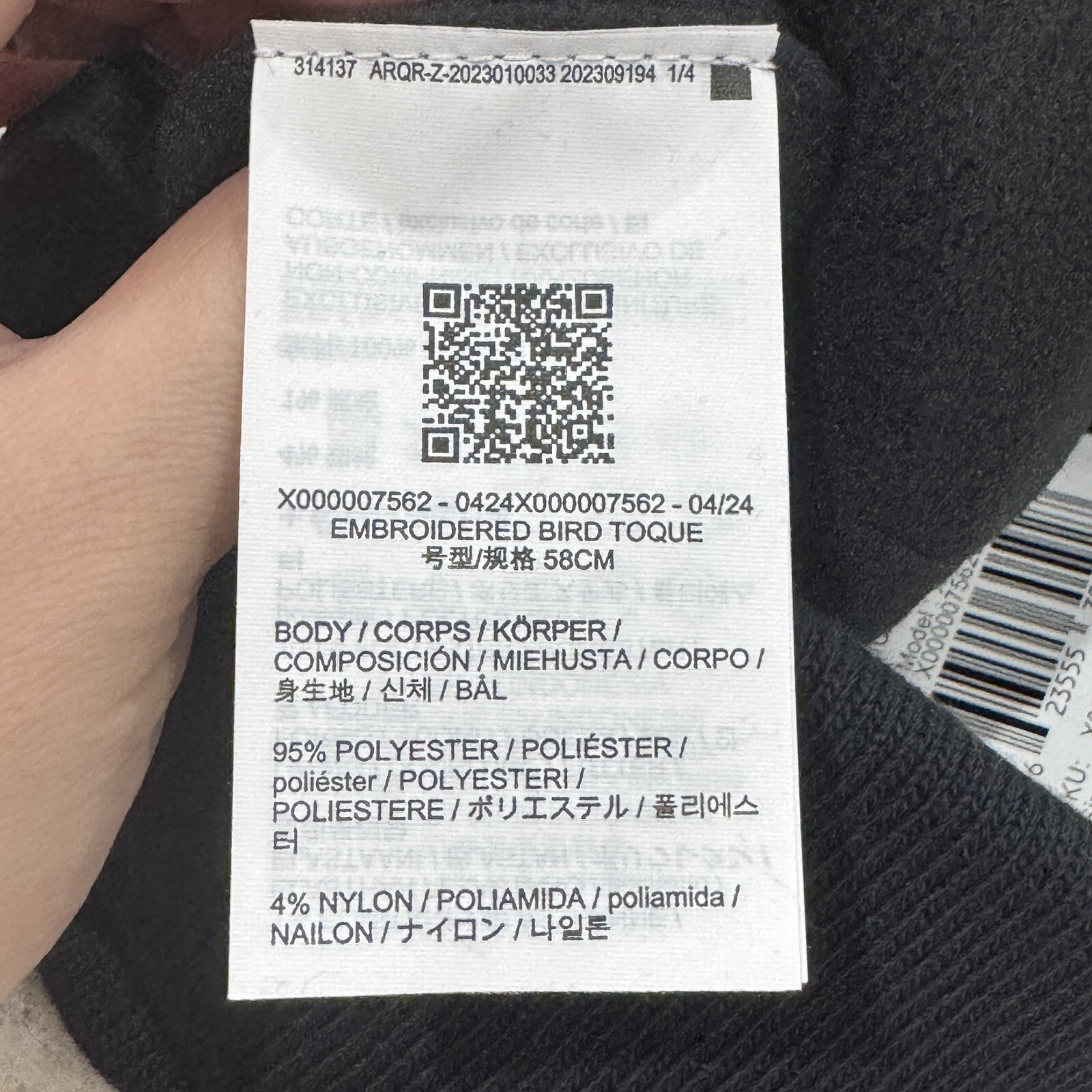 Cappello invernale Arc'teryx ricamato uccellino Toque NERO beanie nuovo con etichetta